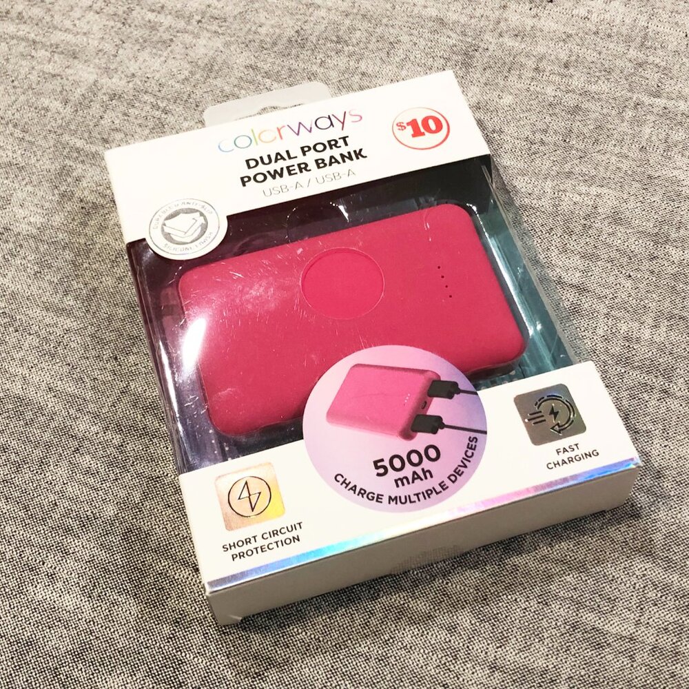 Colorways Pink Dual Port Power Bank Charger